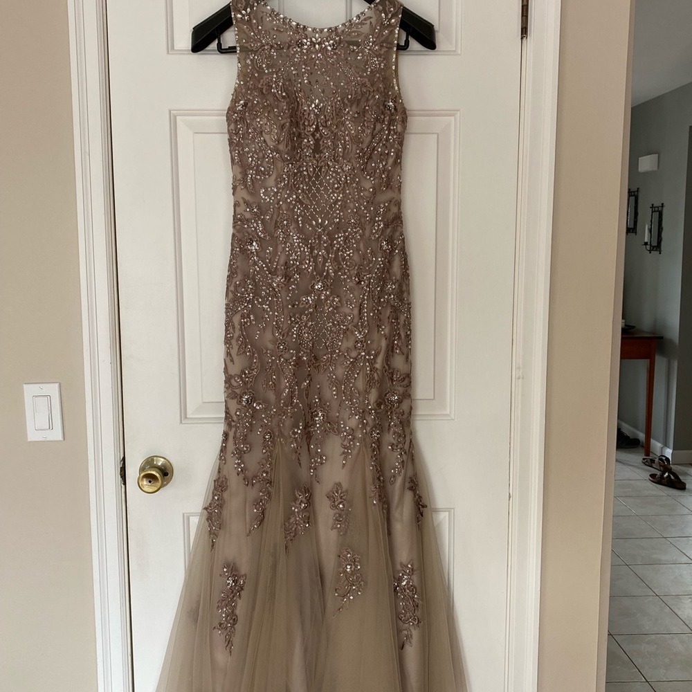 MGNY- mother of the bride dress, taupe